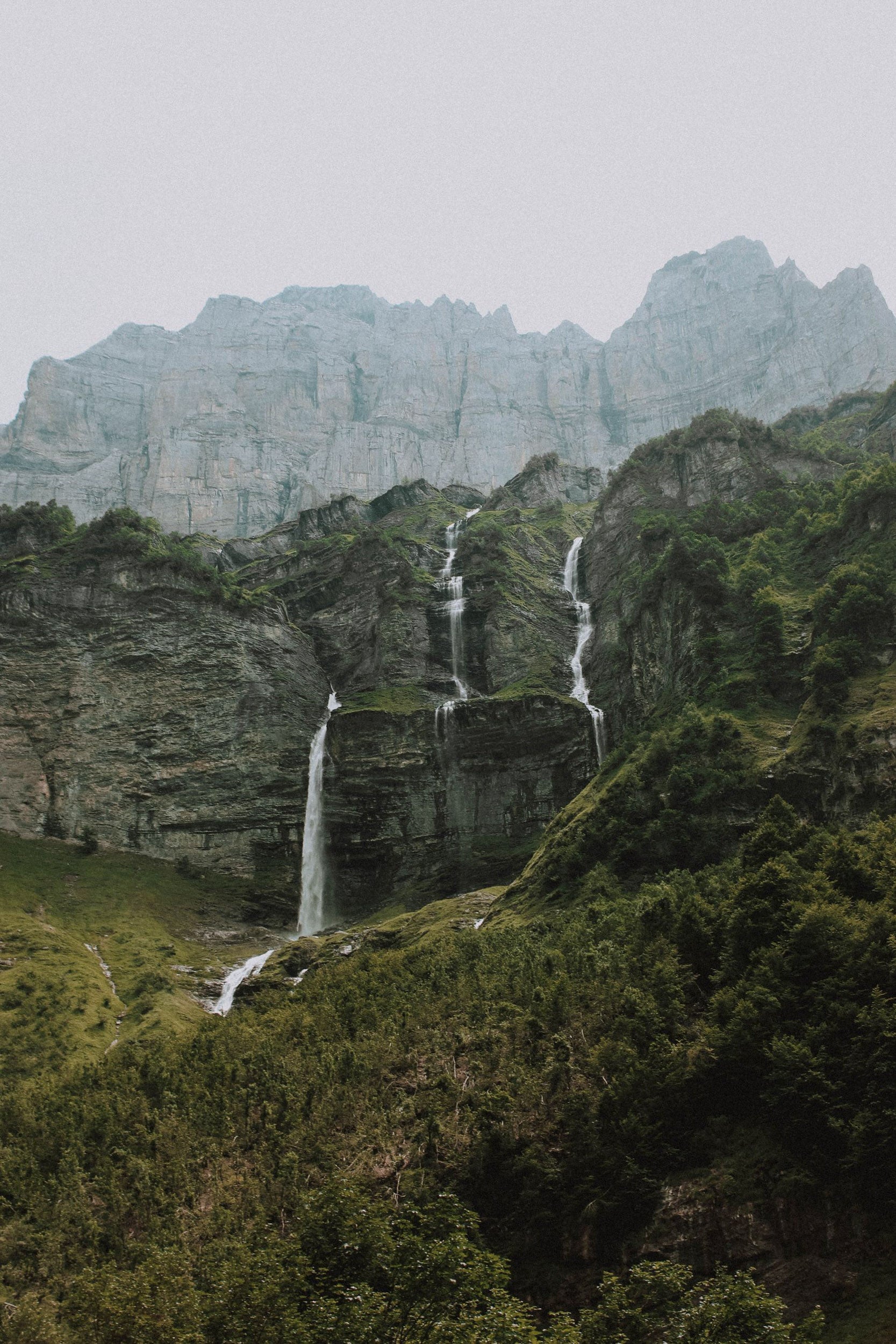 Foggy Mountains with rivers resembling circular cycle of nature