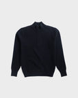 Merino Half Zip in dark Navy flat lay front view