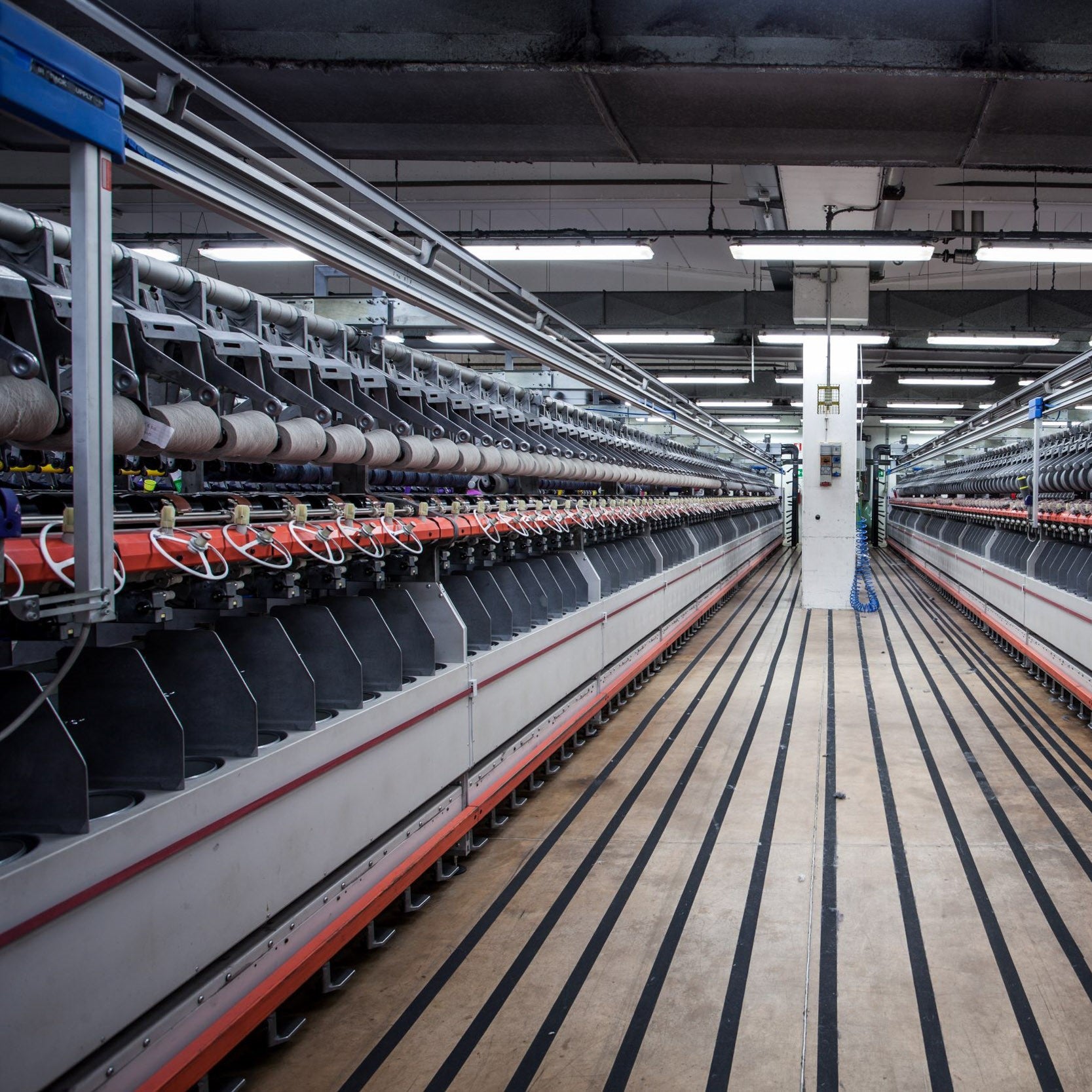 Spinning machines at the Tarcento spinning facility Botto Giuseppe