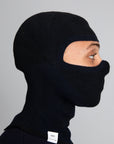 Model wearing The Merino Balaclava Navy