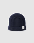 The Merino wool beanie Dark Navy, frontt view Unborn