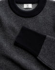 The Merino wool jaquard sweater Black Grey, close up front - Unborn