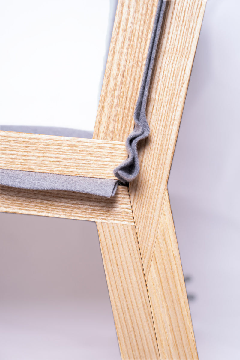 Close up of the wood joins from the Herbarium Lounge chair 
