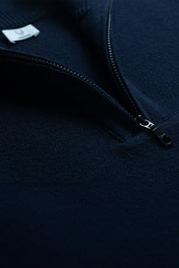 Merino Half Zip in dark Navy flat lay front view