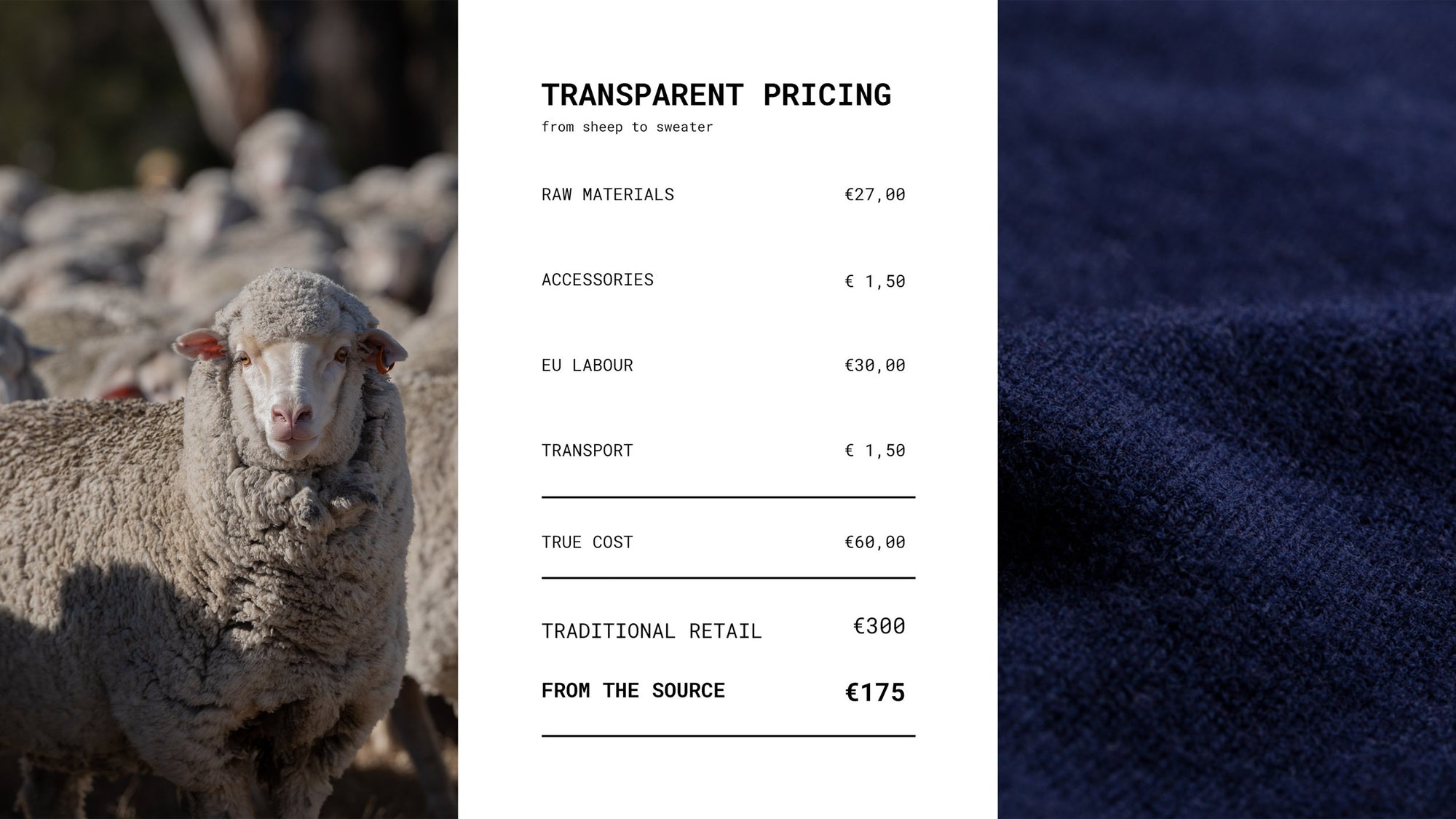 Pricing transparency artwork The Merino Jacquard 1.0 Sweater