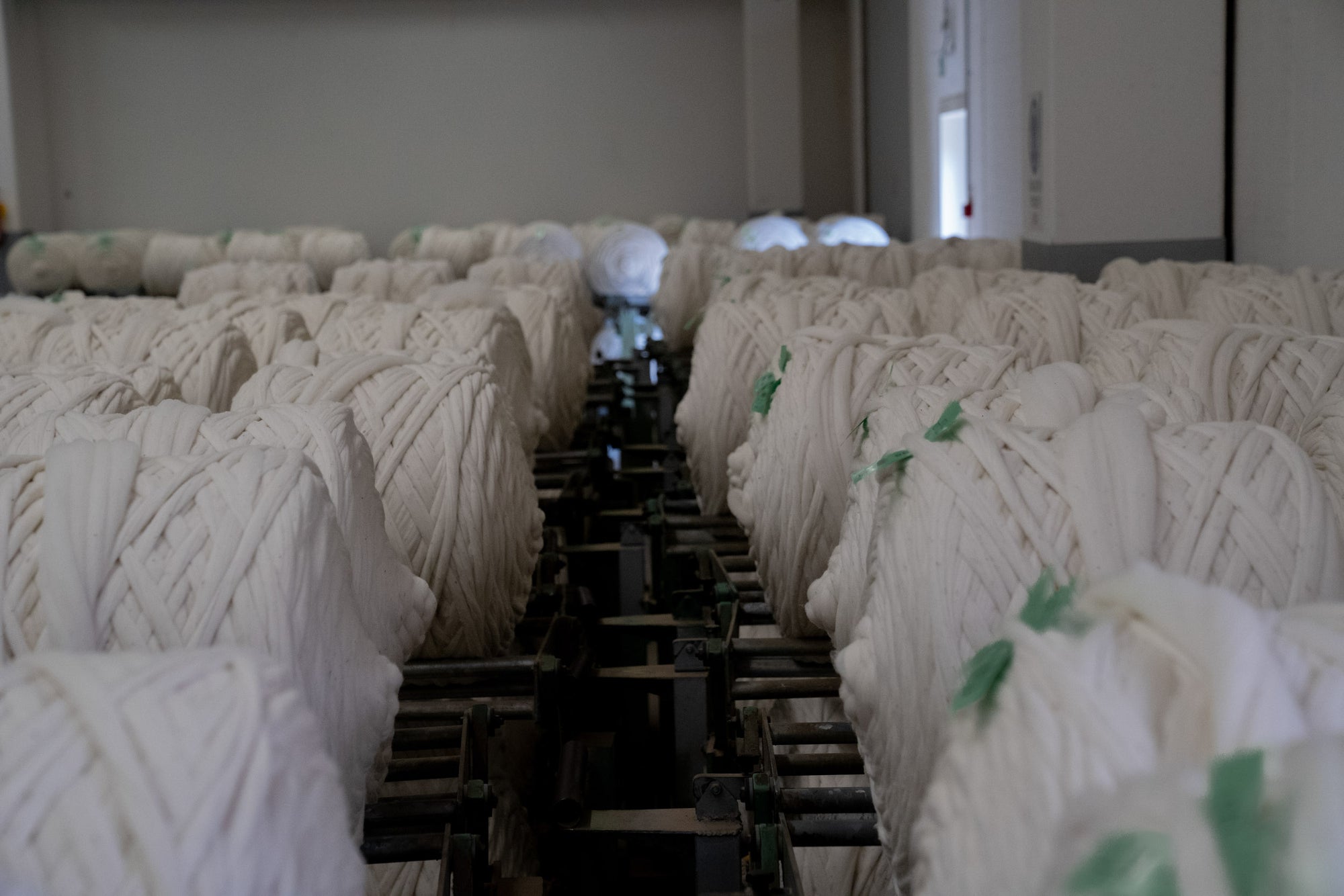 Stored combed Merino wool bump tops at Romagnano sesia