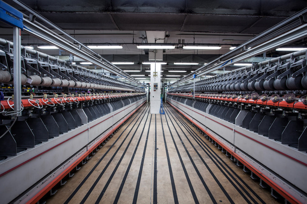 A line of Industrial Merino wool yarn spinning machines from Botto Giuseppe