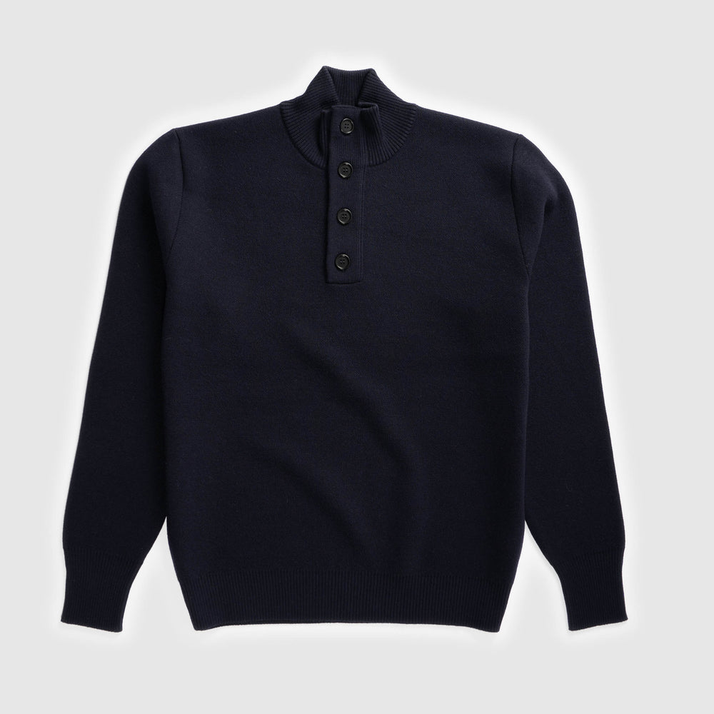 The Merino Jacquard Button Up Dark Navy Flat Front Unborn