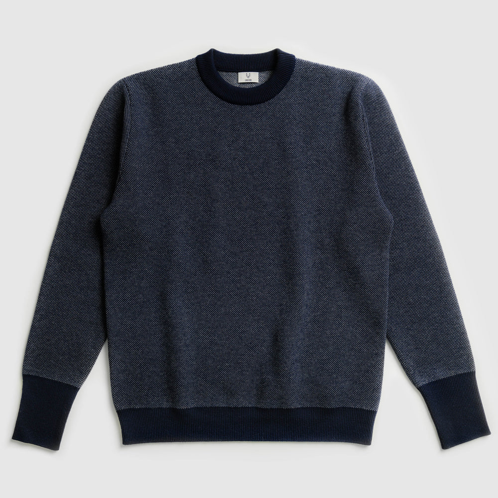 The Merino Jacquard Sweater 1.0 Navy Grey Flat Front Unborn