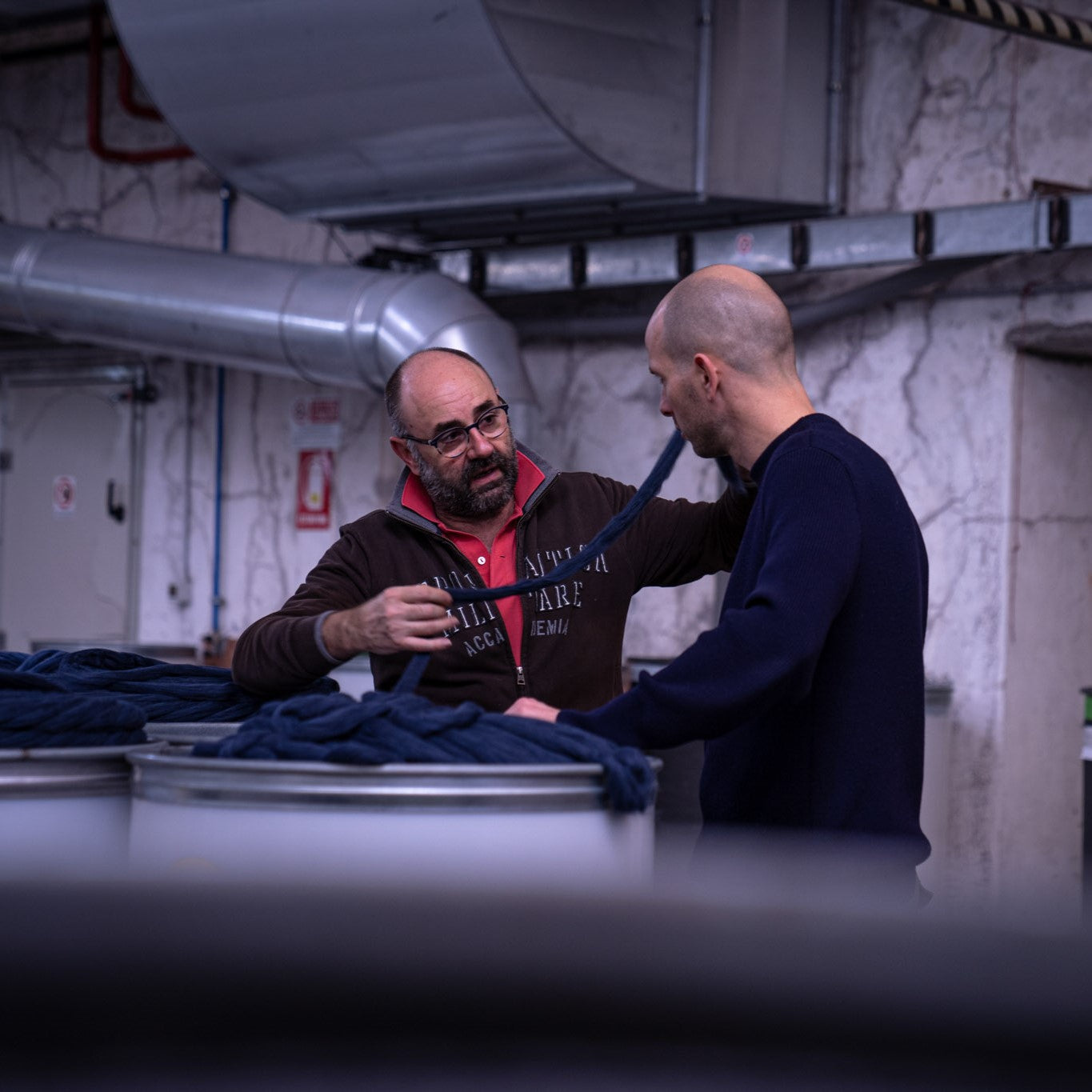 Employees of checking dyed tops at facility of Botto Giuseppe