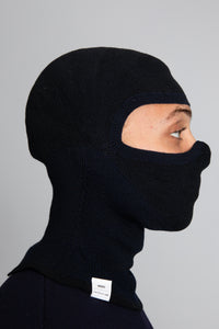 Model wearing The Merino Balaclava Navy