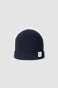 The Merino wool beanie  Dark Navy, frontt view Unborn