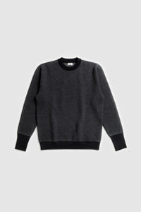 The Merino wool jaquard sweater Black Grey, flat front - Unborn