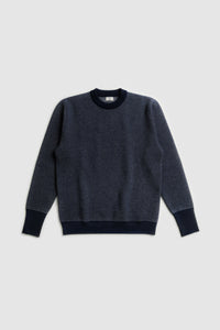 The Merino wool jaquard sweater Dark Navy Grey, flat front - Unborn