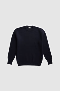 The Merino wool jaquard sweater Navy, flat front - Unborn