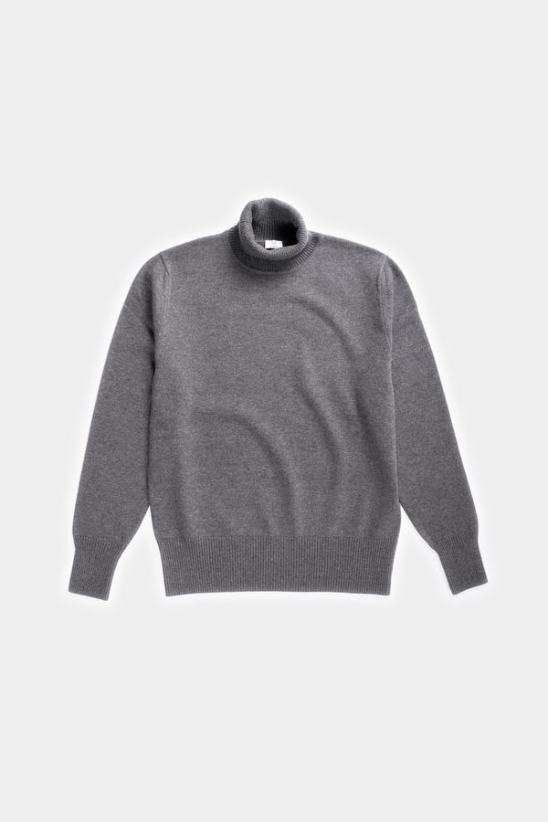 The Merino Wool Roll Neck Grey, flat front - Unborn