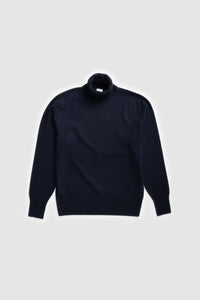 The Merino Wool Roll Neck Navy, flat front - Unborn